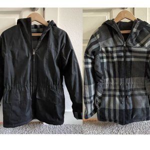 XS Reversible IZOD Plaid Check Fleece Lined Waterproof Rain Coat